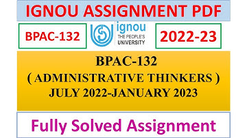 BPAC-132 SOLVED ASSIGNMENT 2022-23 IN ENGLISH | IGNOU | BAG