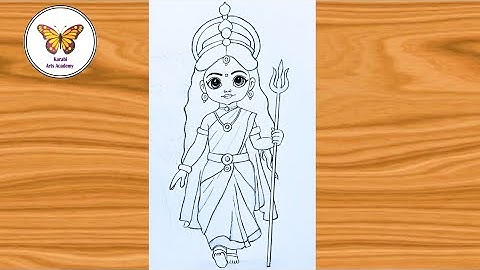 How to draw maa durga full body| mahishasura mardini drawing| chitra