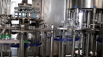 Dây chuyền chiết rót nước đóng chai đóng bình 300ml - 500ml - 5 lít tự động xúc rửa vặn nắp dán nhãn