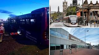 Bus Stuck On Tram Tracks Near Edinburgh Airport