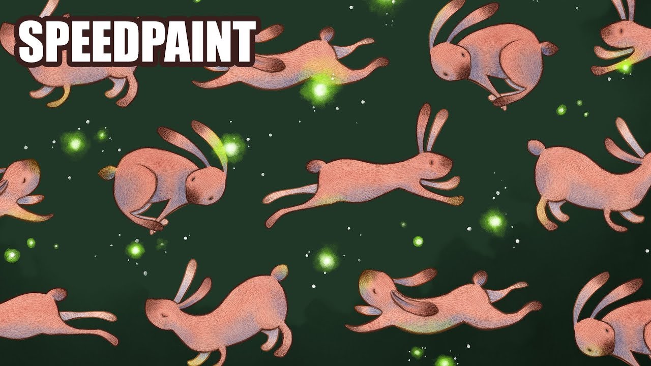 The Rabbit Chase - Watercolor Pattern Speedpaint
