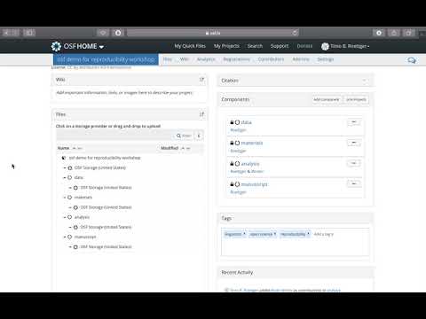 How to use the OSF for research projects