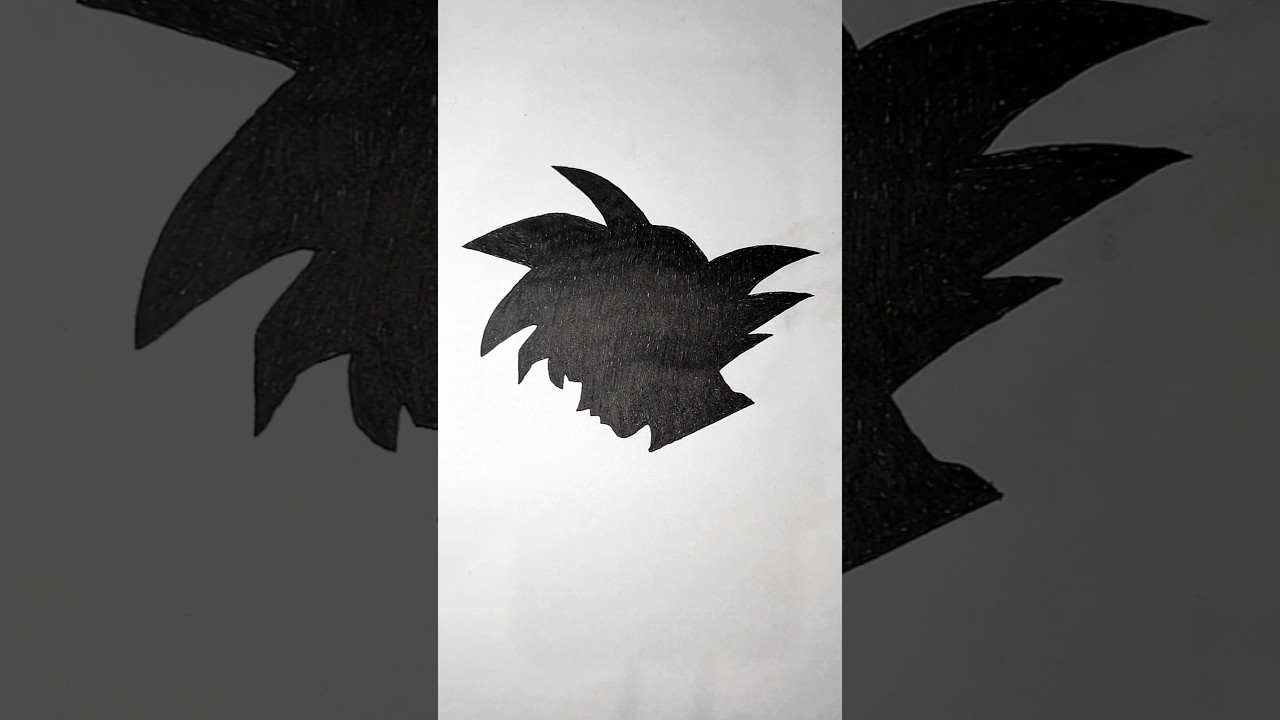 Draw a Silhouette of Goku just with a pen 