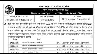  MPPSC राज्य सेवा मुख्य परीक्षा 2026 Notification जारी
