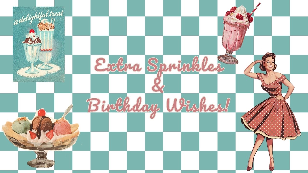 50s Diner Birthday Party Screen 🎶 2 Hour Retro Birthday Background | Vintage Doo Wop Party Wallpaper