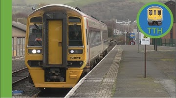 Dosbarth 158 yn cyrraedd yn Aberystwyth - Class 158 arrives at Aberystwyth