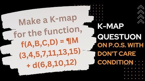 Make a K-map for the function, f(A,B,C,D) = ¶M (3,4,5,7,11,13,15)) + d(6,8,10,12)
