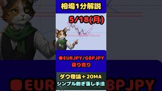【FX】注目通貨1分解説5/18(月)EURJPY・GBPJPYなど戻り売り#ドル円 #USDJPY #gold #ゴールド #ポン円 #ダウ理論 #投資