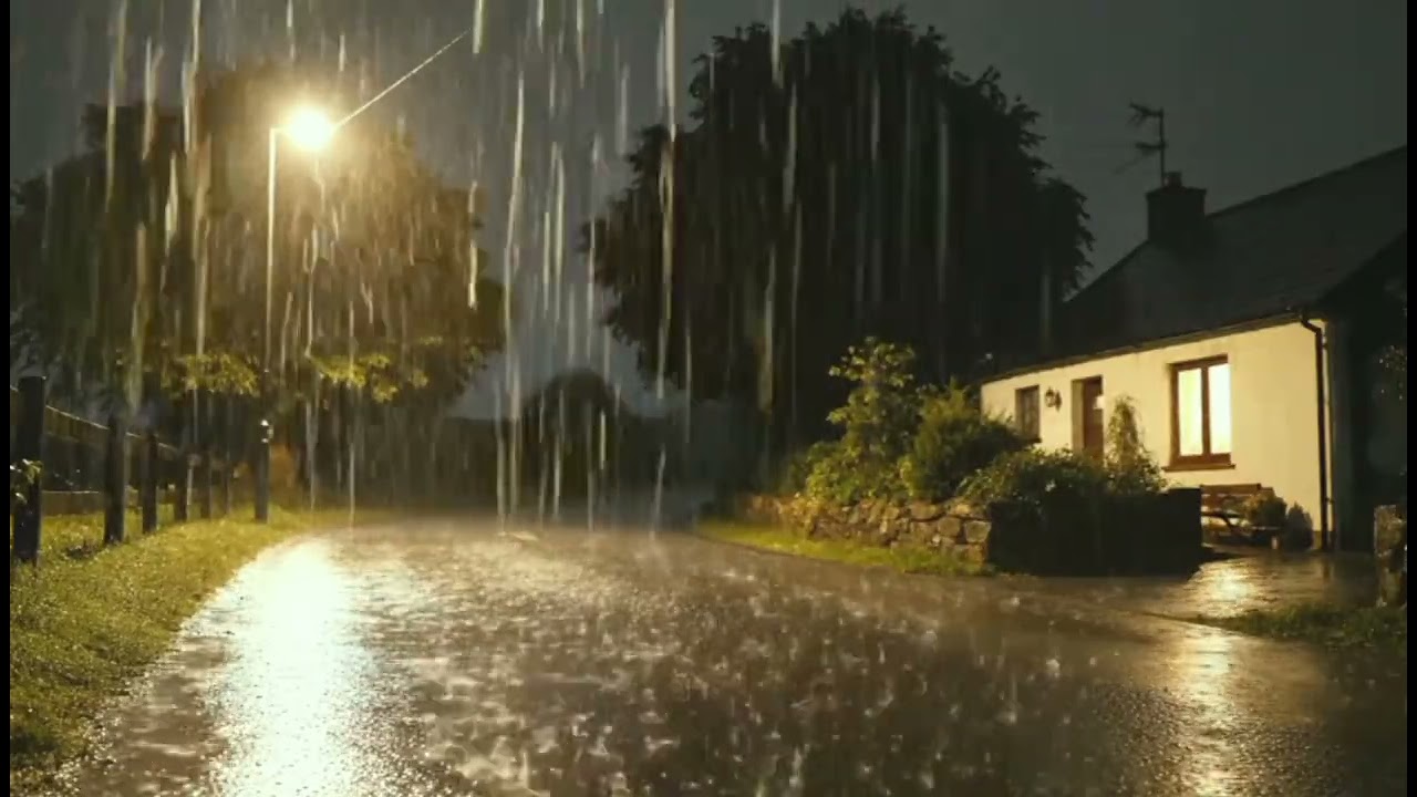Rain Under Street Lights 🌙 | 1 Hour Calm Night Ambience