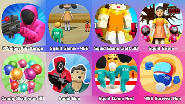 K-Sniper Challenge 3D, Squid Game 456, Squid Game Craft 3D, Candy Challenge, Squid Run, Red Light