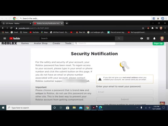 My account seems to be locked forever. This Security Notification claims my  password has been reset. The original email I had on my ROBLOX account was  hacked, and that's when this Security