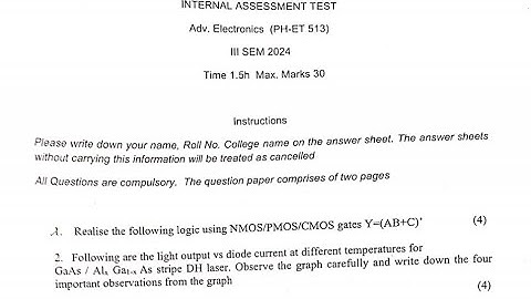 Advanced Electronics 2024 |Internal Question Paper| MSc.Phyiscs Delhi University