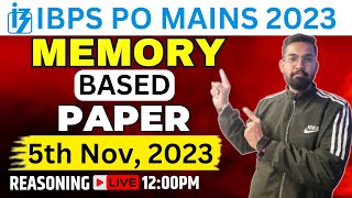 IBPS PO Mains 2023 | IBPS PO Mains Memory Based Paper 2023 | Reasoning By Sanjay Sir