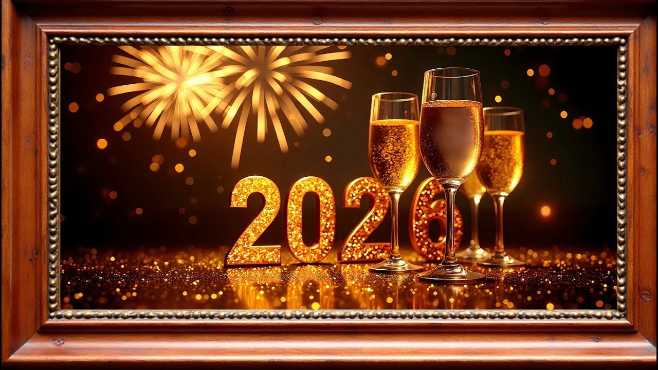 Happy New Year 2026 | Elegant 4K TV Wallpaper | 4K Luxury Golden Fireworks Wallpaper for TV