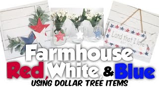 Farmhouse Red, White & Blue DIYs w/ Dollar Tree items ~ DIY Challenge | Heidi Sonboul DIY