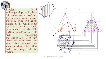 Problem 14.13, SECTIONS OF SOLIDS (ENGINEERING DRAWING BY N.D.BHATT)