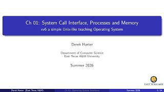 Ch 01 (sec 1): xv6 System Call Interfaces and Process Abstraction