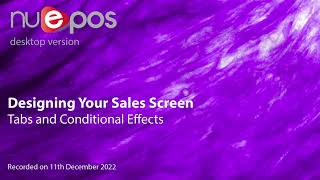 NuEPOS - Designing Your Sales Screen - Tabs And Conditional Effects
