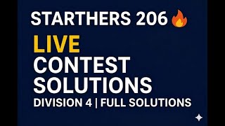 CodeChef Starters 206 Live | Rated Contest (5⭐) | Full Explanation + Live Solutions || #B.Tech_live