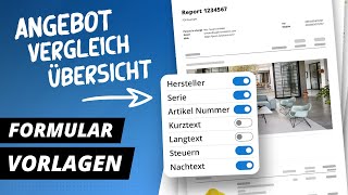 3 Formularvorlagen Erklärt Angebot, Artikelübersicht, Produktvergleich Pcon.basket Pro Tutorial