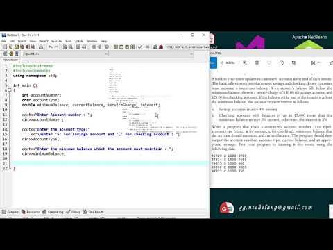 Saving and Checking account type C++ Program. if else statements - YouTube