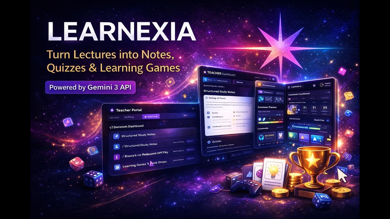 Learnexia Demo — Lecture to Notes, Quizzes, Flashcards & Games with Gemini AI