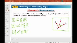 1-3 Measuring and Constructing Angles Part I
