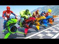 Spidey, Hulk & Ironman Super Challenge Race Track Together - GTA 5 Funny Contest #302