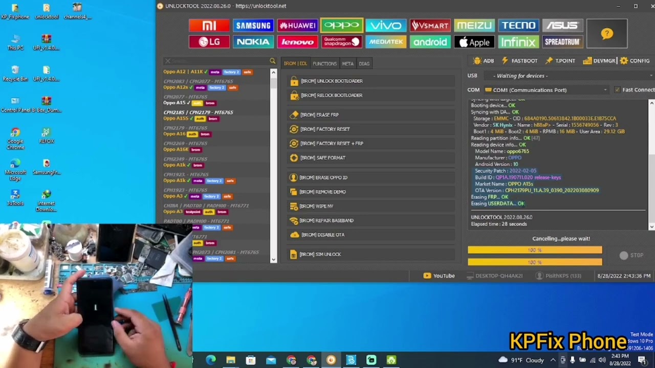 OPPO A15 Unlock || How to Oppo CPH2185 Pattern Password Unlock With Unlocktool