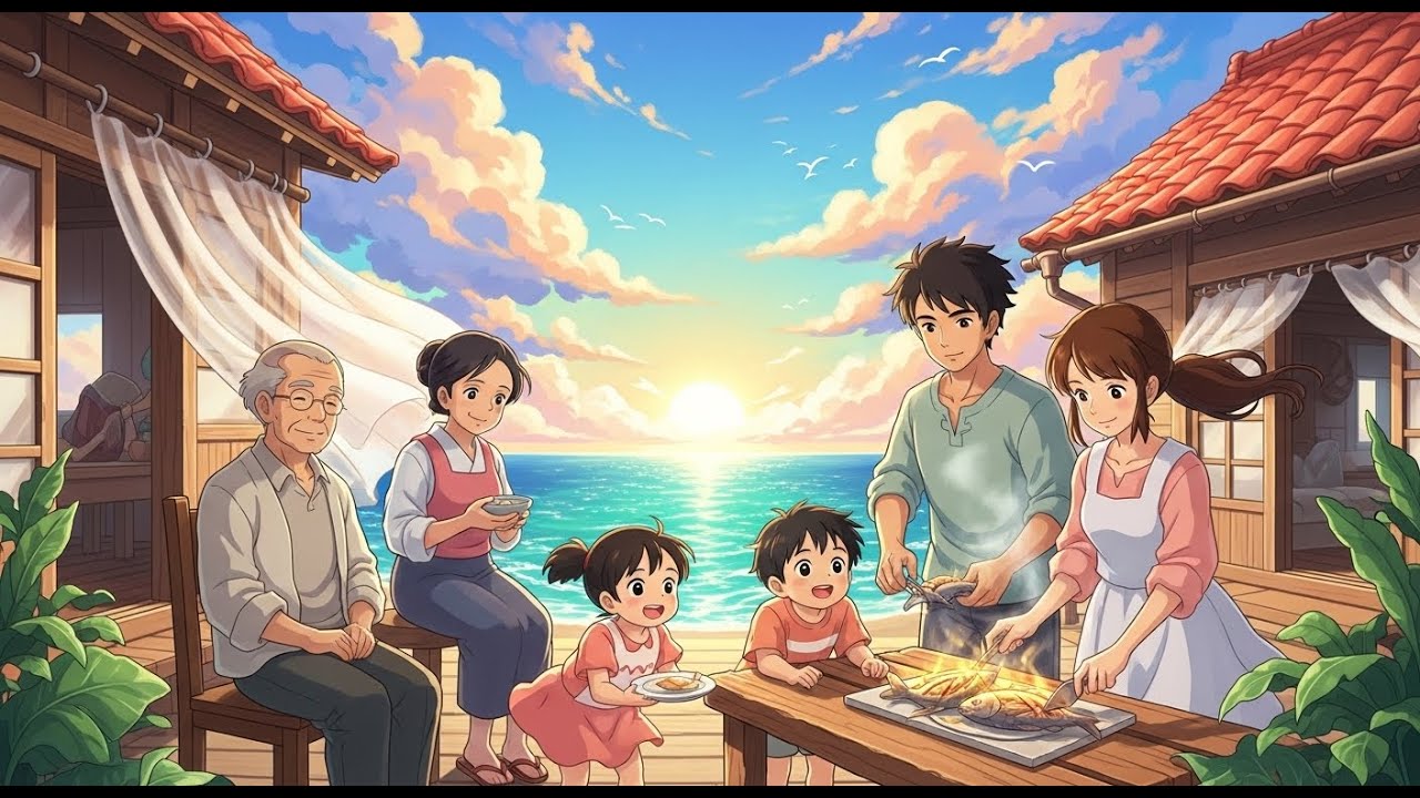 A Peaceful Day in Our Seaside House | Cozy Cooking & ASMR | Ghibli-Style Video