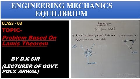 Class-03 Engineering mechanics ( problem based on Lamis theorem)