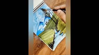 Soothing Nature Scenery Painting#NatureArt#LandscapePainting#MountainPainting#RiverPainting#DailyArt
