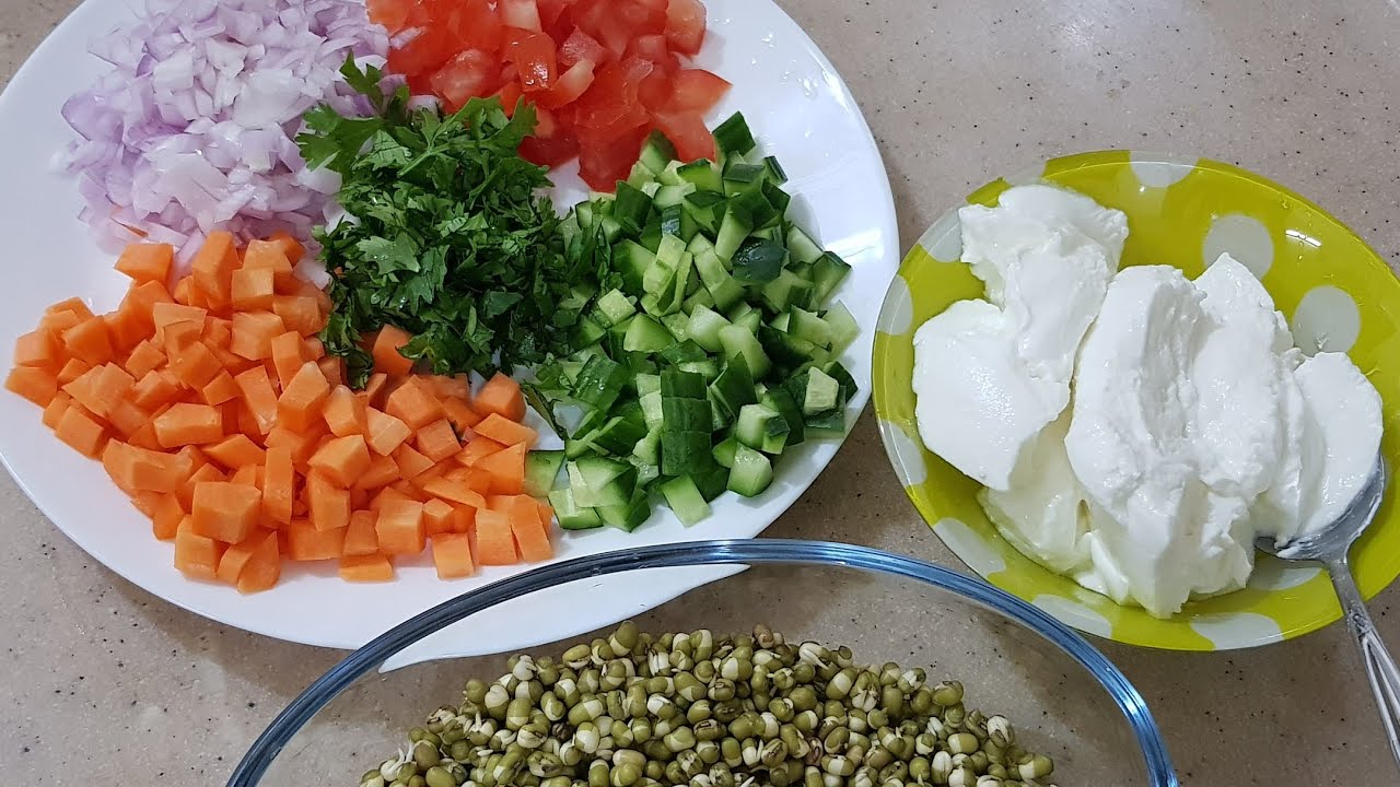 Curd Vegetables Sprout Salad/தயிர் வெஜிடபிள் சாலட்/Healthy Sprout Salad