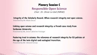 ENRIO 2023 - Plenary Session C : "Responsible Open Science"