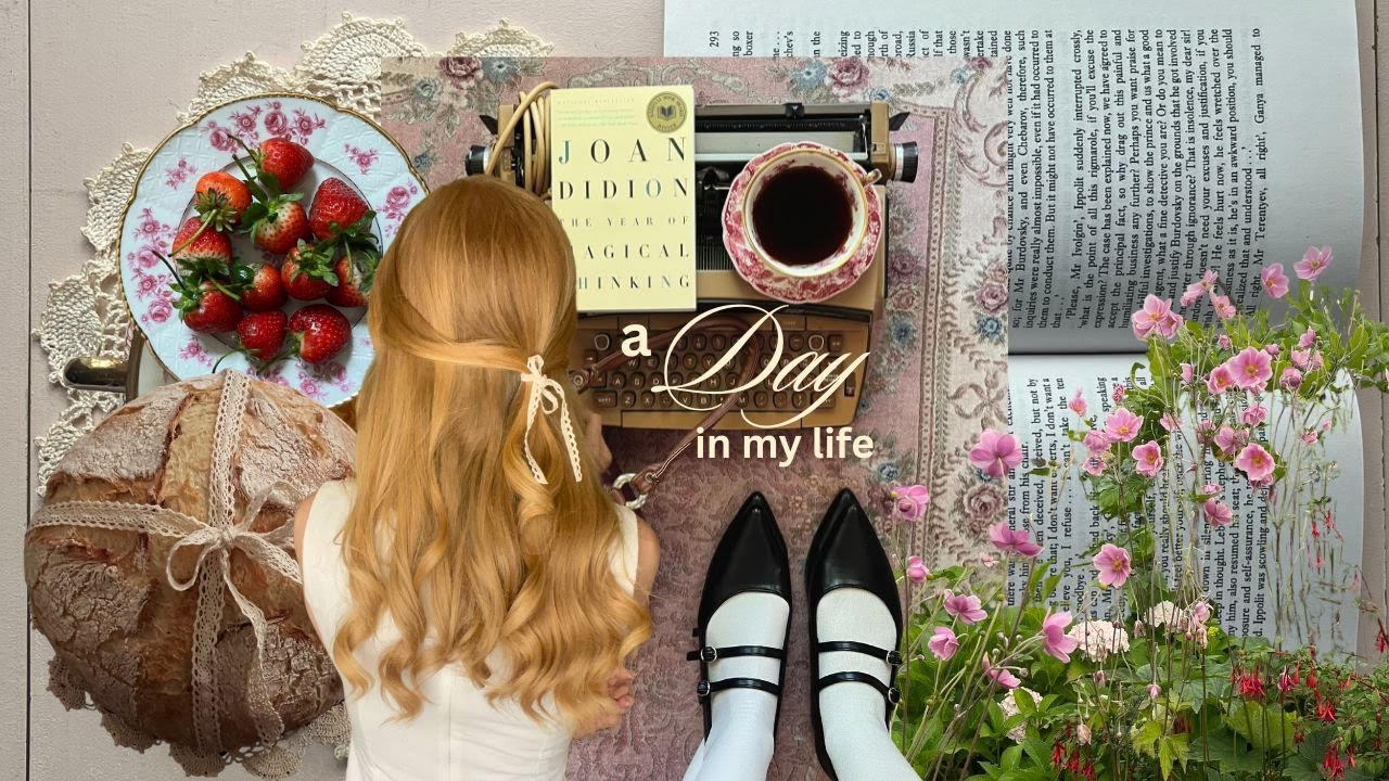 a soft spring day (hair routine, baking bread, & spring reading)