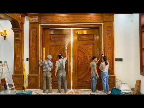 Brilliant Handcrafted Woodworking by 68 Year Old Worker Making Luxury King Size Doors