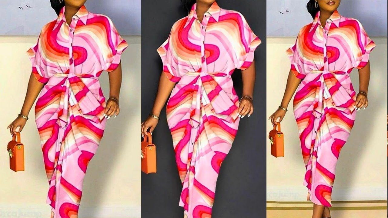 How to Cut and Sew a DRAPED SHIRT Dress with Collar and DOLMAN SLEEVES || Detailed