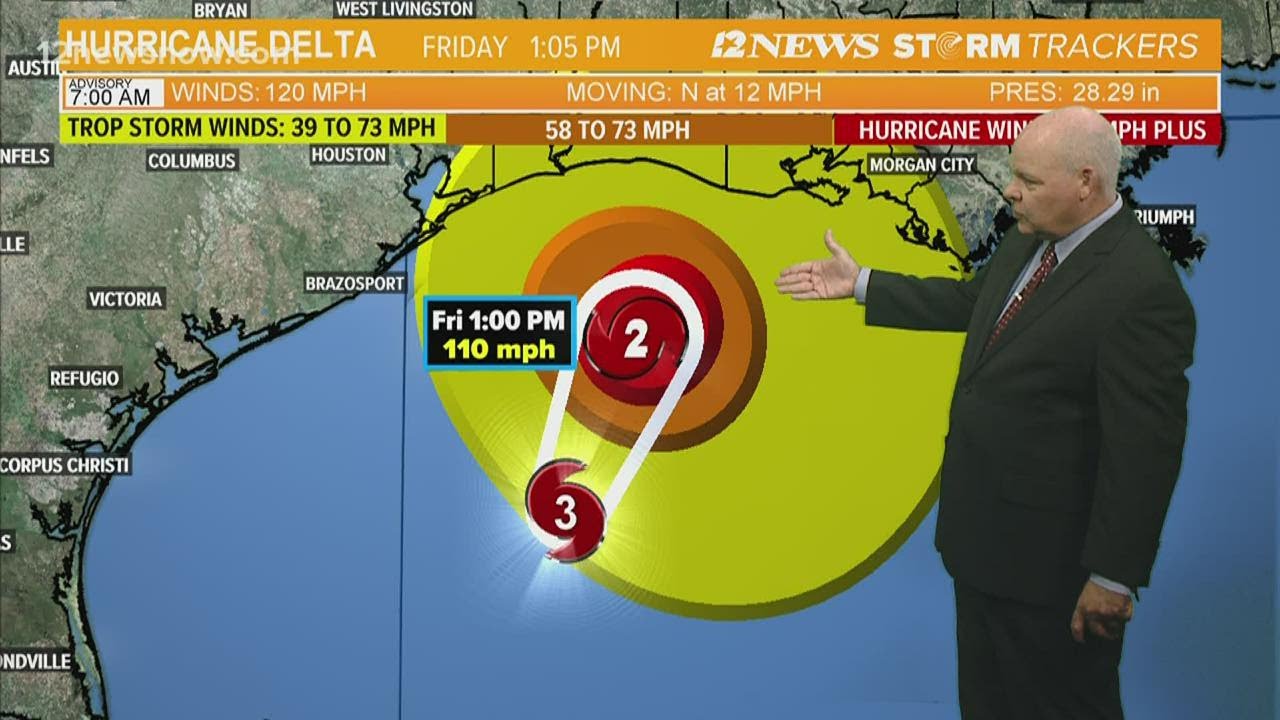 7 AM update | Hurricane Delta still cat 3 storm, rain bands spreading into Southeast Texas and South