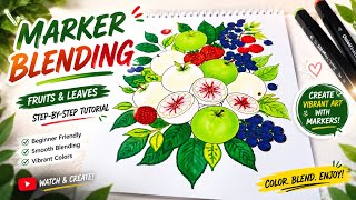 Coloring Fruits Leaves with Markers Easy Relaxing Drawing Tutorial