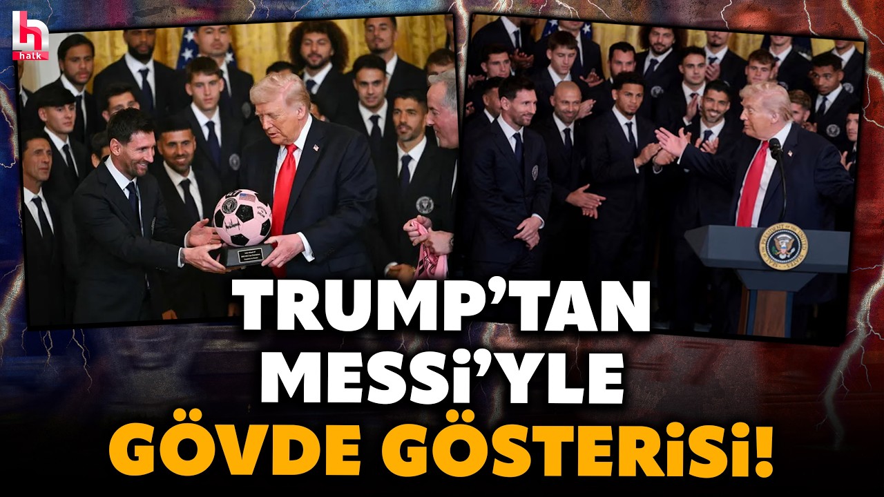 MESSİ'YLE GÖVDE GÖSTERİSİ! Trump, Beyaz Saray'da İran'ı tehdit etti; Messi ve Suarez alkışladı!