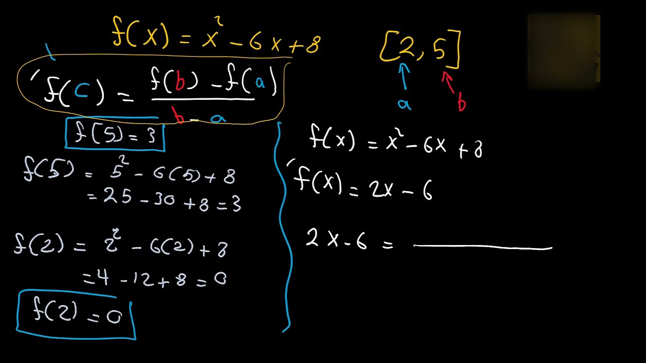 the mean value theorem نظرية القيمة المتوسطة