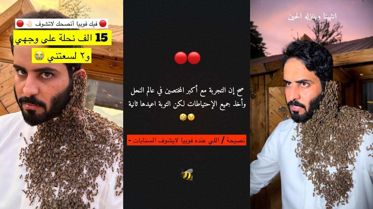 أخطر وأرعب تجارب عبد الرحمن المطيري 15الف نحلة على الوجه(رعب)😨