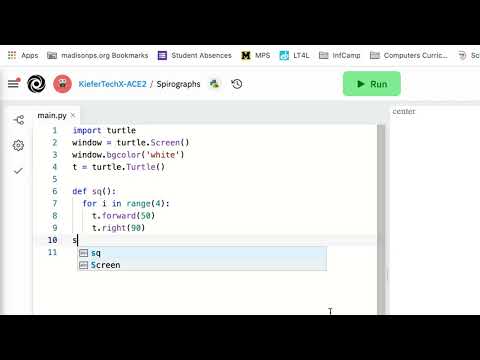How to define a  square and spirograph function in Python