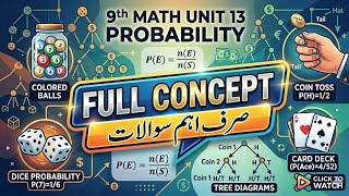 9th Math Unit 13 | Probability Important Short Questions | Complete Conceptual Guide 2026