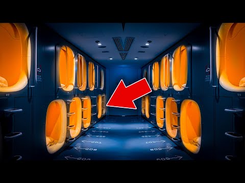 Crazy Bee-hive Japan Capsule Hotel in Tokyo 🐝😪 9h Ninehours Travel Vlog カプセルホテル 東京 (ナインアワーズ)