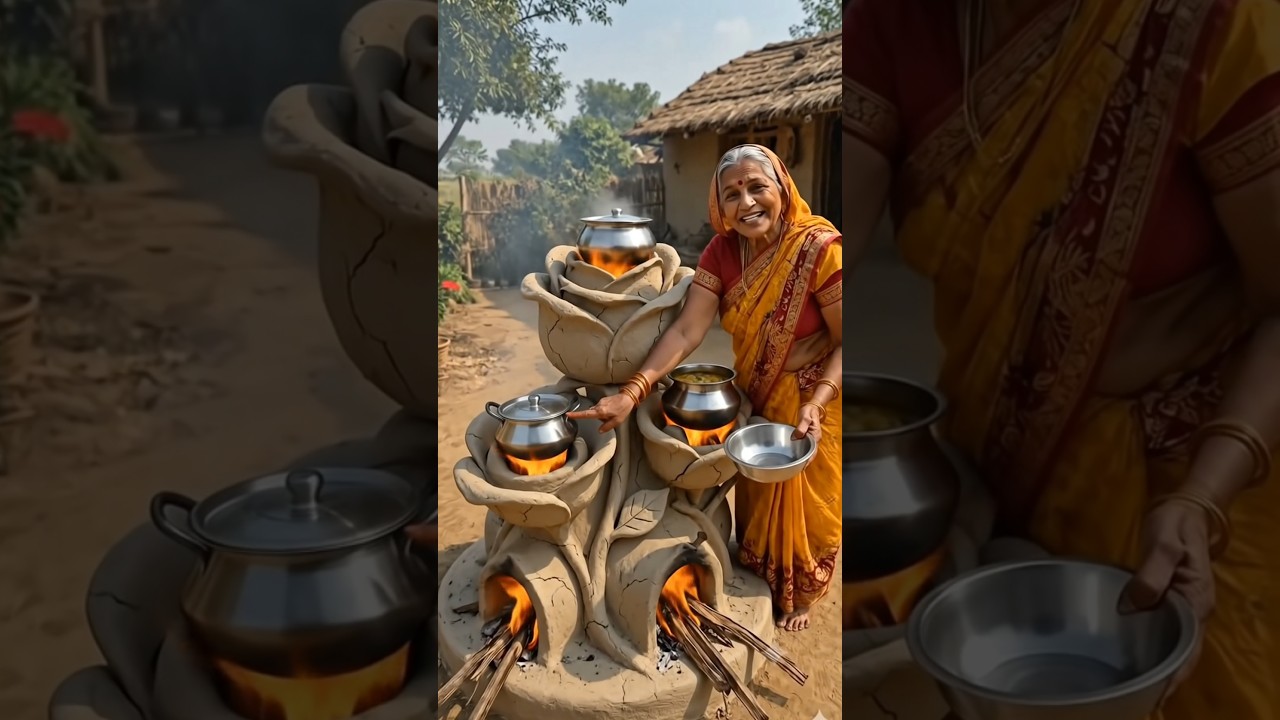 🔥फूल के डिजाइन वाला देसी चूल्हा! 😍 दादी का अनोखा Village Cooking Jugaad #DesiJugaad #VillageCooking