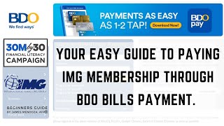 HOW TO PAY IMG MEMBERSHIP THROUGH BDO BILLS PAYMENT