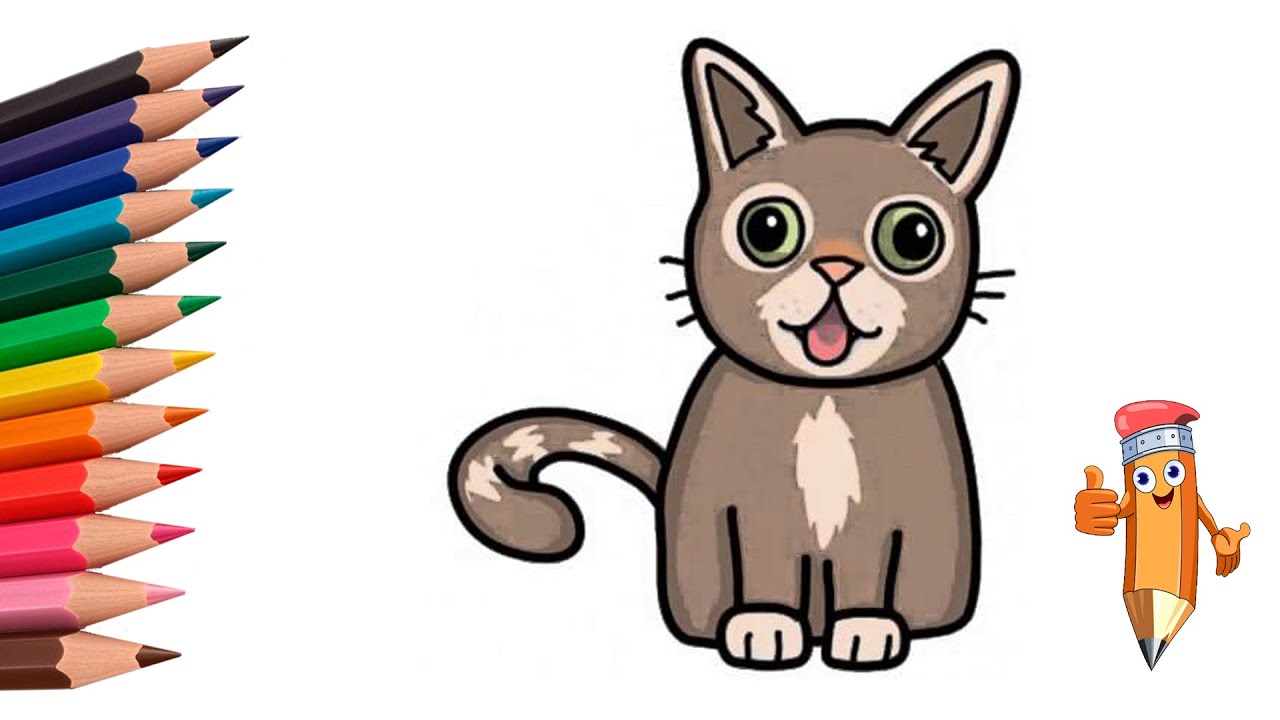 рисуем котенка котята близнецы - YouTube