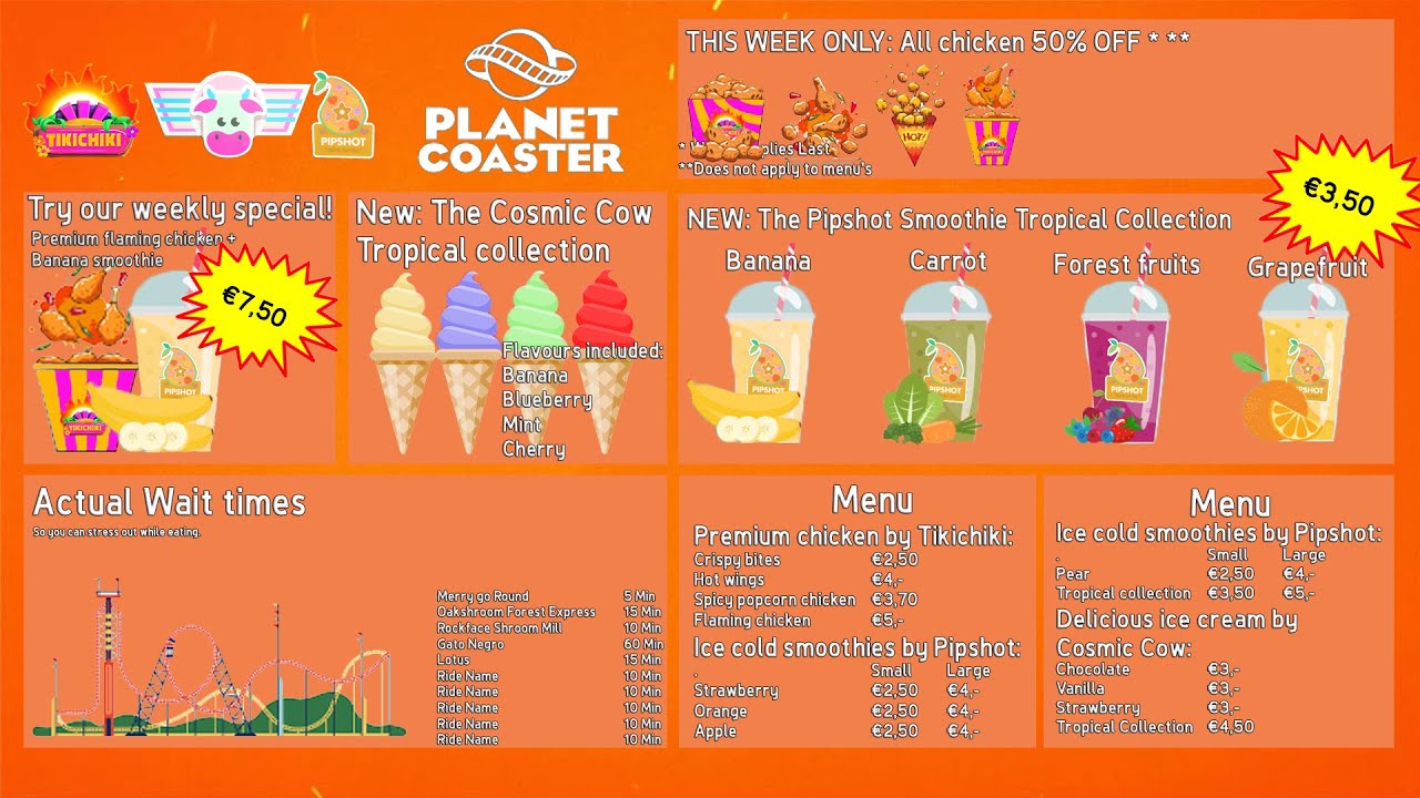 PLANET COASTER SUNVALE PARK PROJECT: CUSTOM TIKICHIKI MENU TIMELAPSE