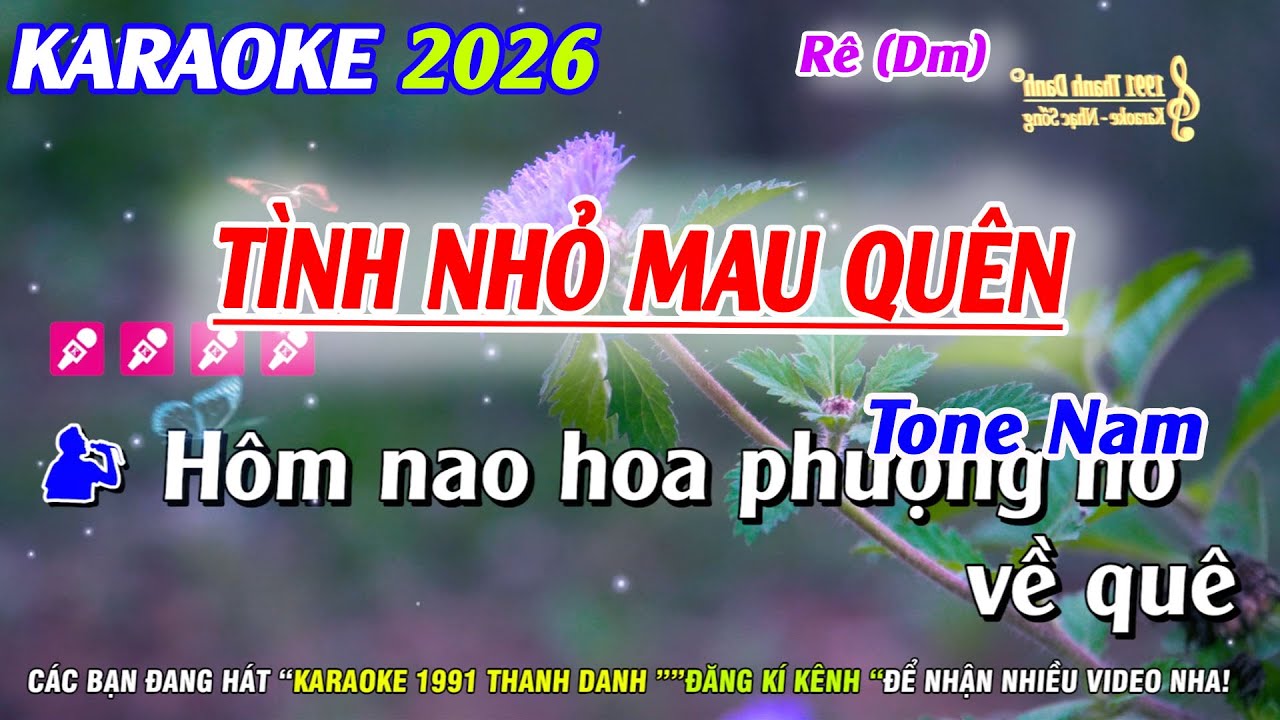 Karaoke Tình Nhỏ Mau Quên Tone Nam | Nhạc Sống Cha Cha 2026 | Karaoke 1991 Thanh Danh